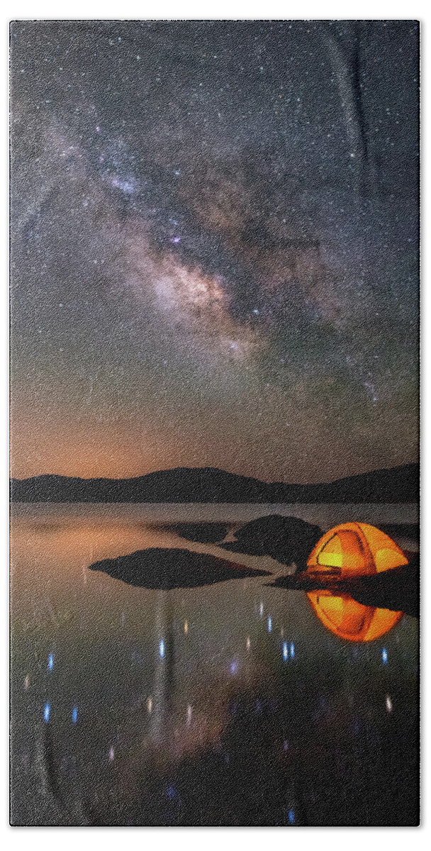 Milky Way Hand Towel featuring the photograph My Million Star Hotel by Darren White