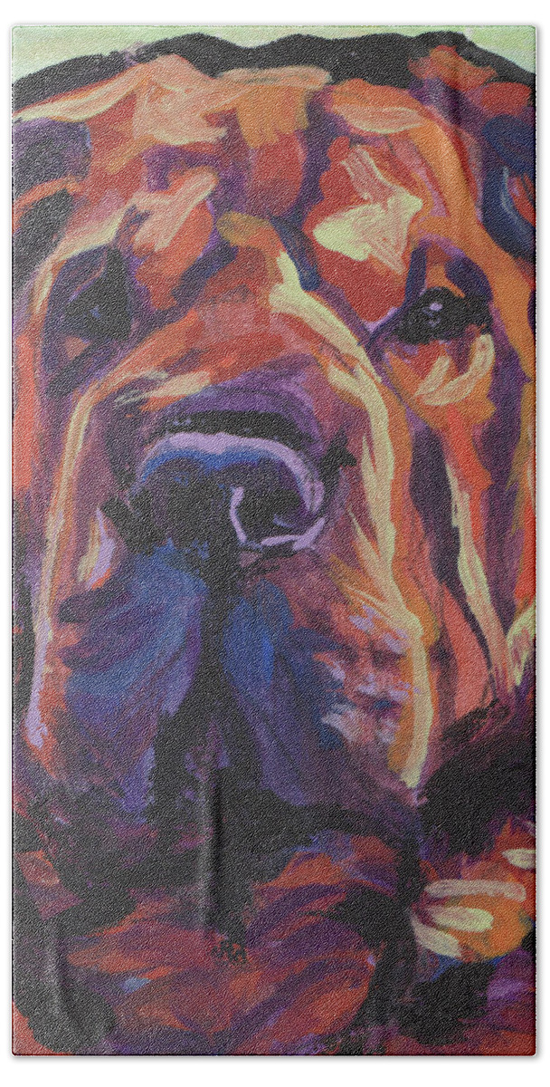 Chinese Shar Pei Hand Towel featuring the painting My Shar Bear by Lea