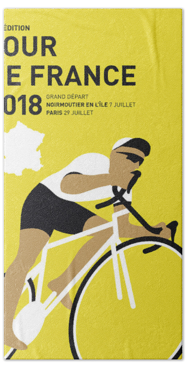 2018 Hand Towel featuring the digital art My Tour De France Minimal Poster 2018 by Chungkong Art