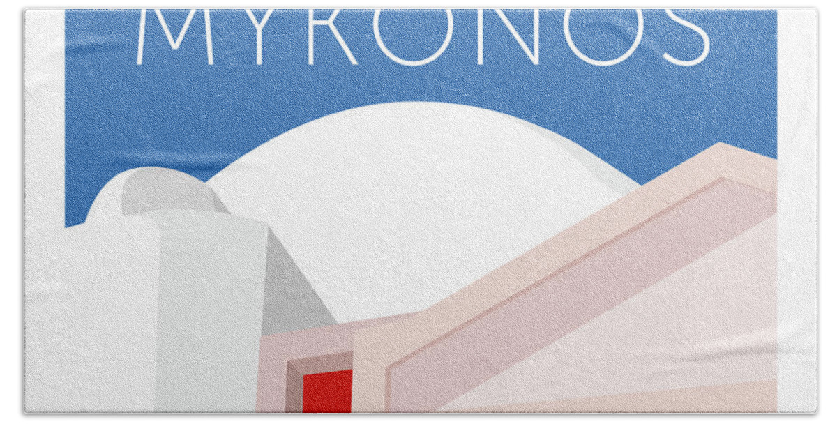 Mykonos Hand Towel featuring the digital art MYKONOS Walls - Blue by Sam Brennan