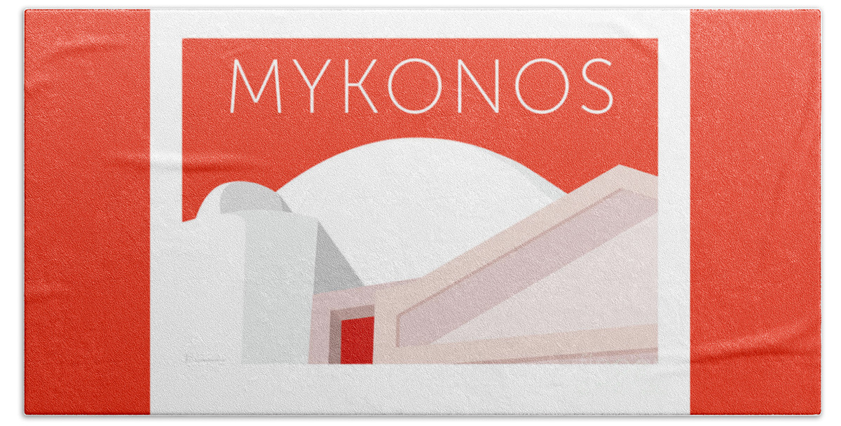 Mykonos Hand Towel featuring the digital art MYKONOS Walls - Orange by Sam Brennan