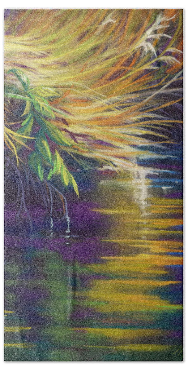 Pastel Painting Hand Towel featuring the pastel Mystic Grasses by Marjie Eakin-Petty