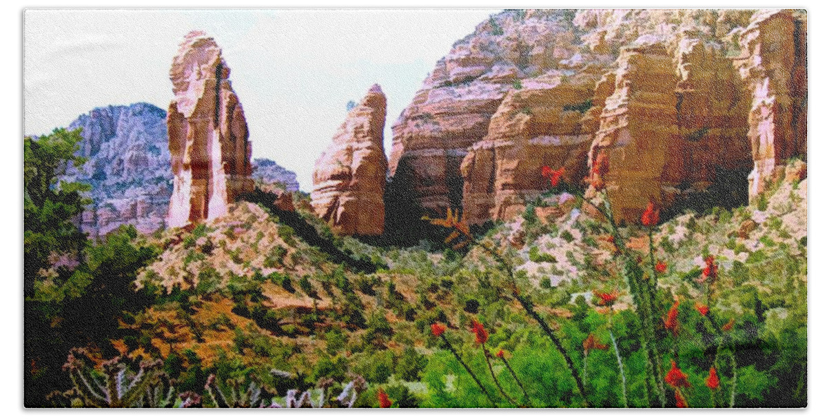 United States Bath Towel featuring the digital art Mystical Red Rocks - Sedona, Arizona by Joseph Hendrix