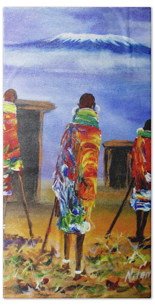 Africa Bath Towel featuring the painting N 160 by John Ndambo
