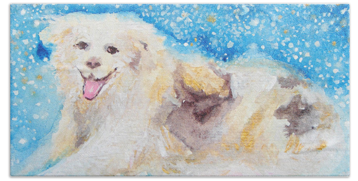 Dog Hand Towel featuring the painting Nanny Bliss by Ashleigh Dyan Bayer
