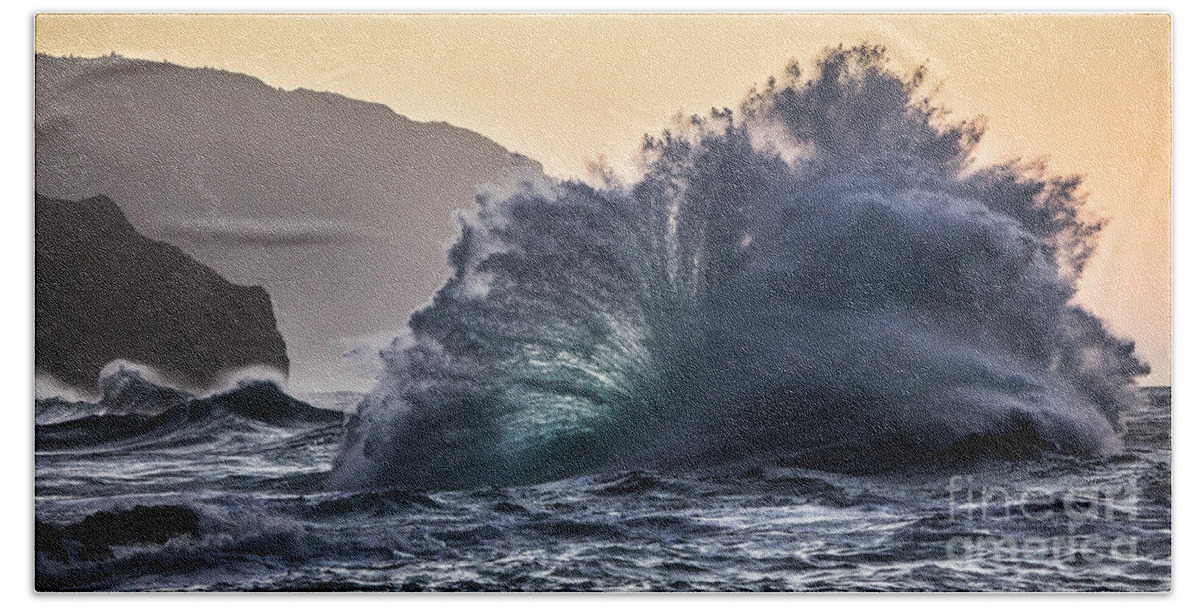 Napali Coast Hawaii Wave Explosion Iii Hand Towel featuring the photograph Napali Coast Kauai Wave Explosion Hawaii by Dustin K Ryan
