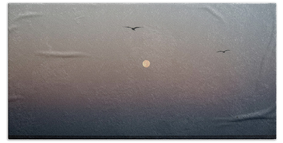 Florida Bath Towel featuring the photograph Naples Florida - Full Moon Setting over the Gulf by Ronald Reid