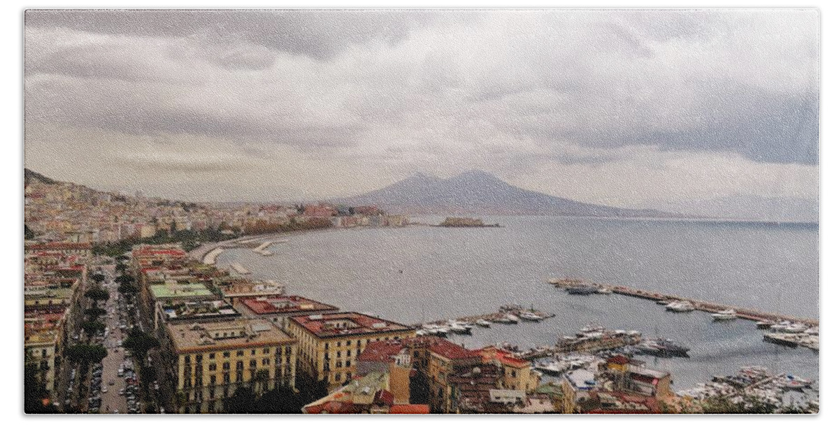 Naples Bath Towel featuring the photograph Naples with Vesuvius by Laurie Morgan