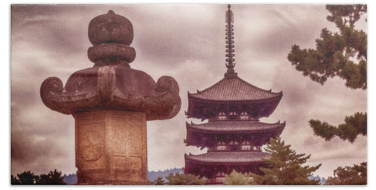 Japan Hand Towel featuring the photograph Nara Pagoda by Rich Isaacman