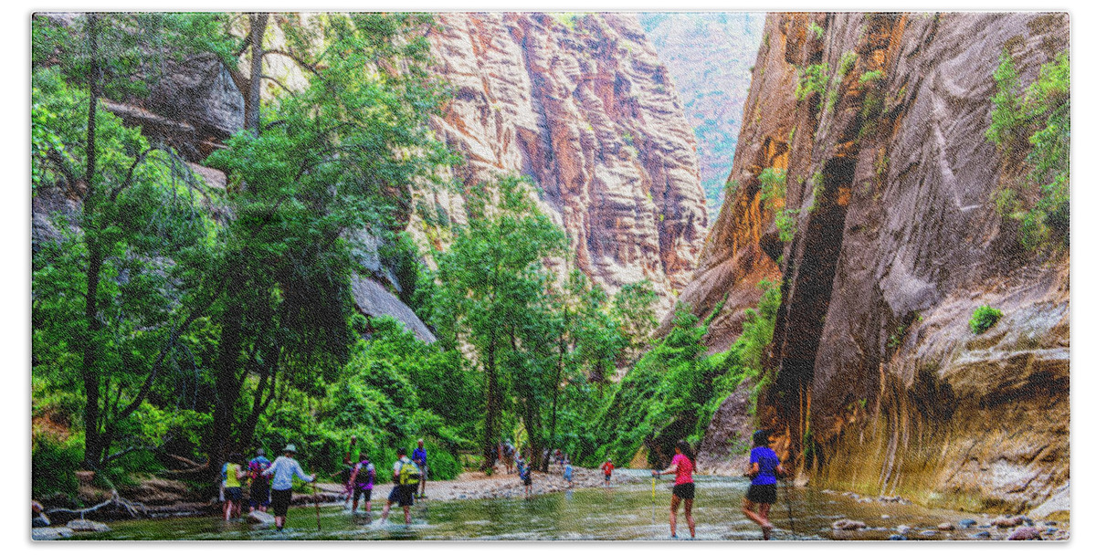 Landscape Hand Towel featuring the photograph Narrows - Zion National Park by Hisao Mogi