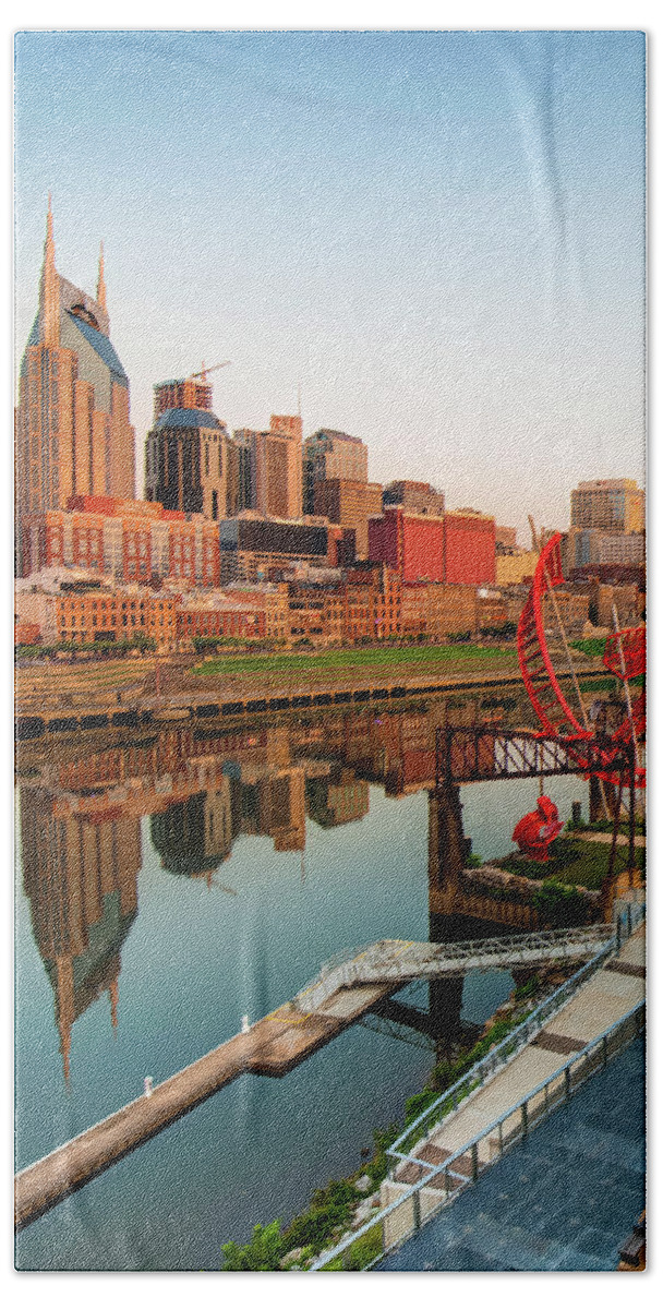 America Bath Towel featuring the photograph Nashville Reflections of the Skyline by Gregory Ballos