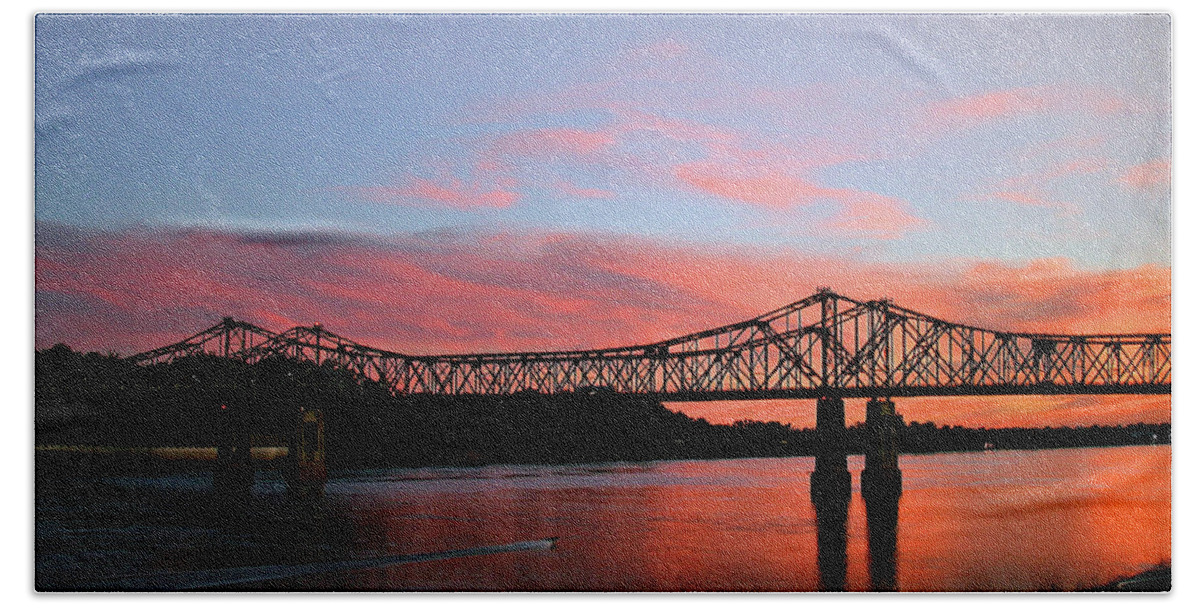 Sunset Hand Towel featuring the photograph Natchez Sunset by Matalyn Gardner