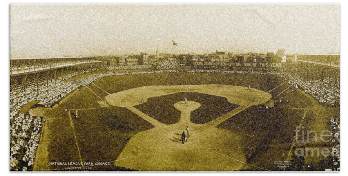 Chicago Hand Towel featuring the photograph National League Park Giants vs Chicago Cubs August 30 1908 by Peter Ogden