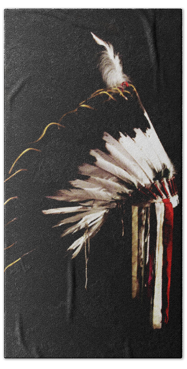 Native American Bath Towel featuring the photograph Native Headdress by DiDesigns Graphics