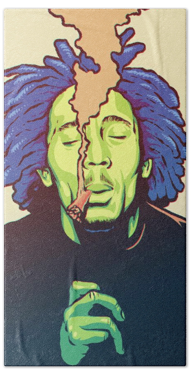 Bob Marley Hand Towel featuring the drawing Natural Mystic by Miggs The Artist