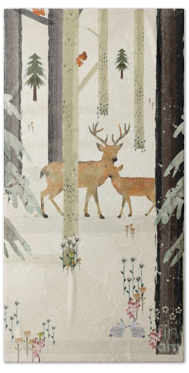 Nature Hand Towel featuring the painting Natures Way The Deer by Bri Buckley