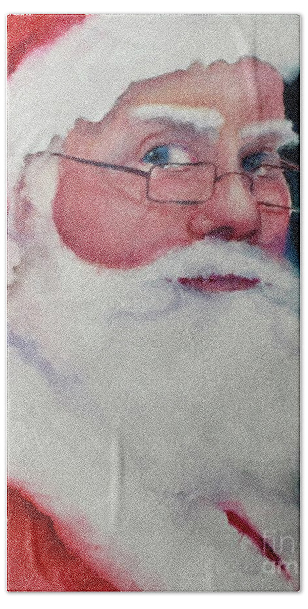 Santa Claus Hand Towel featuring the painting Naughty or Nice ? Santa 2016 by Rhonda Hancock
