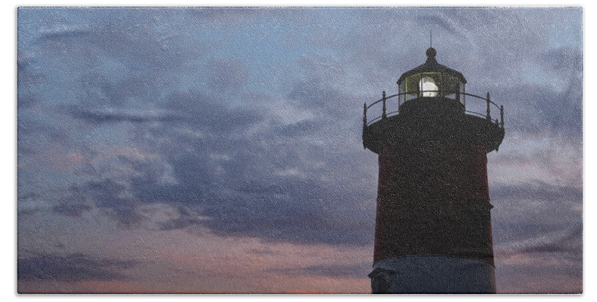 Blue Hour Hand Towel featuring the photograph Nauset Light lighthouse at sunset by Marianne Campolongo