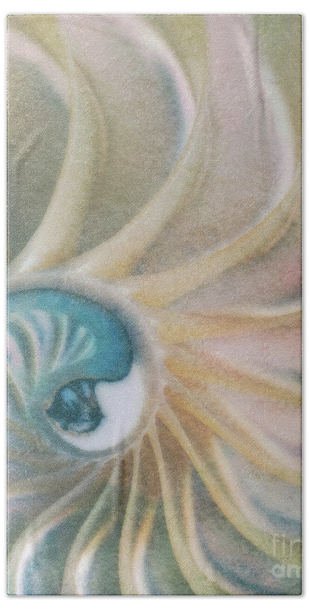 Fine Art Photography Bath Towel featuring the photograph Nautilus #1, Embryo by John Strong