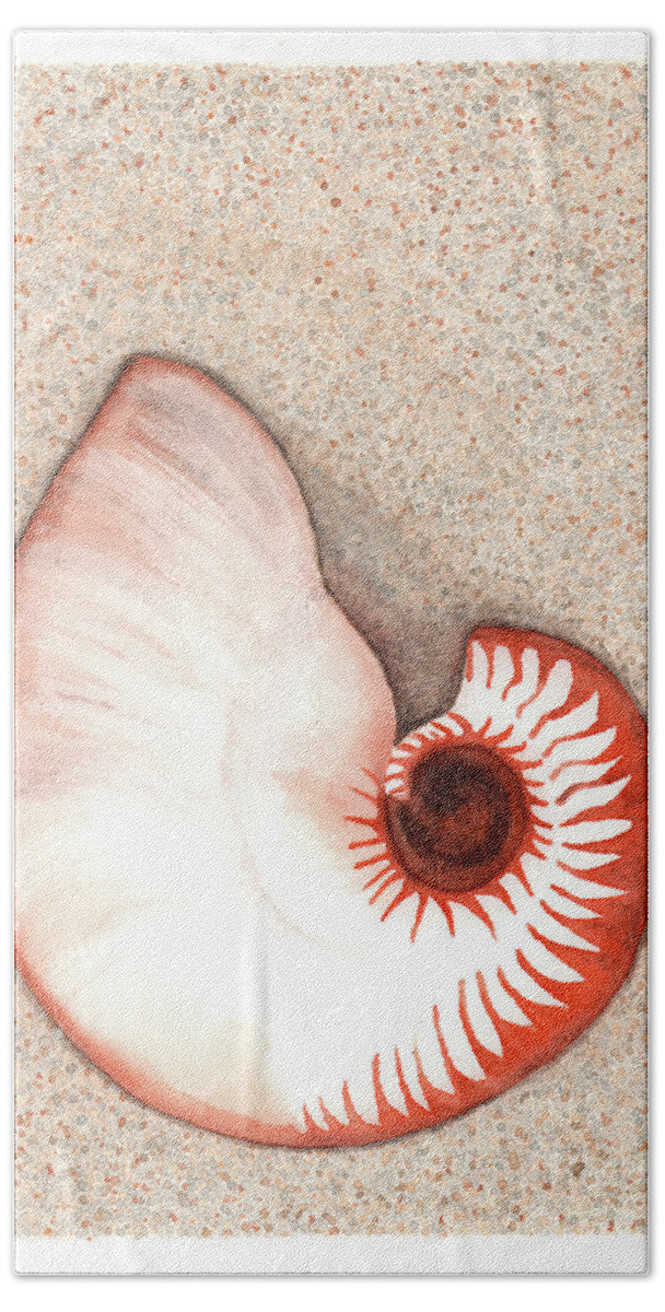 Nautilus Bath Towel featuring the painting Nautilus Shell by Hilda Wagner