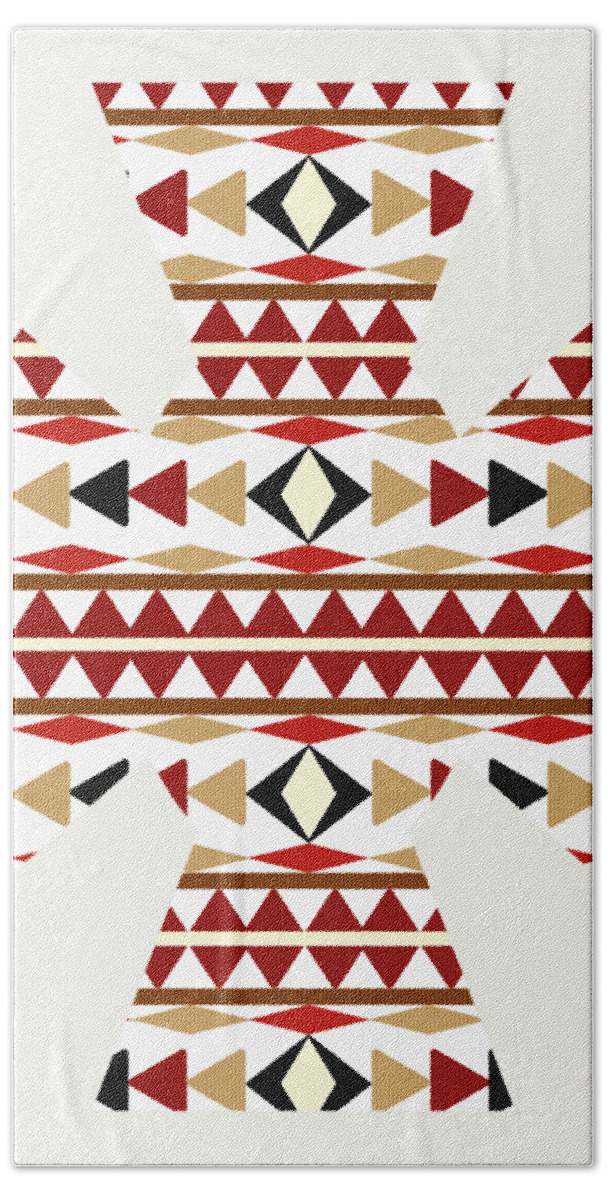 Navajo White Hand Towel featuring the mixed media Navajo White Pattern Art by Christina Rollo