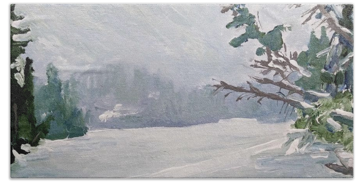 Winter Hand Towel featuring the painting Near Canada by Rodger Ellingson