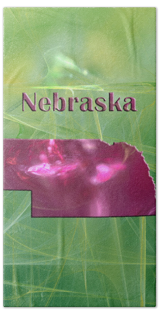 Nebraska Hand Towel featuring the painting Nebraska Map by Roger Wedegis