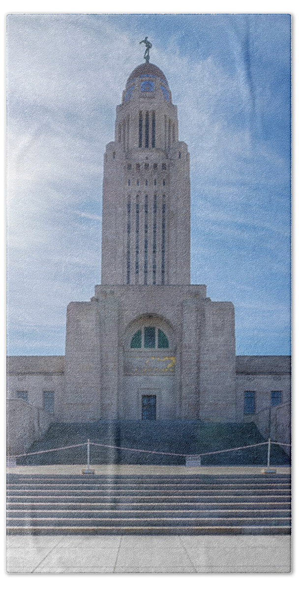 Nebraska State Capitol Hand Towel featuring the photograph Nebraska State Capitol by Susan Rissi Tregoning