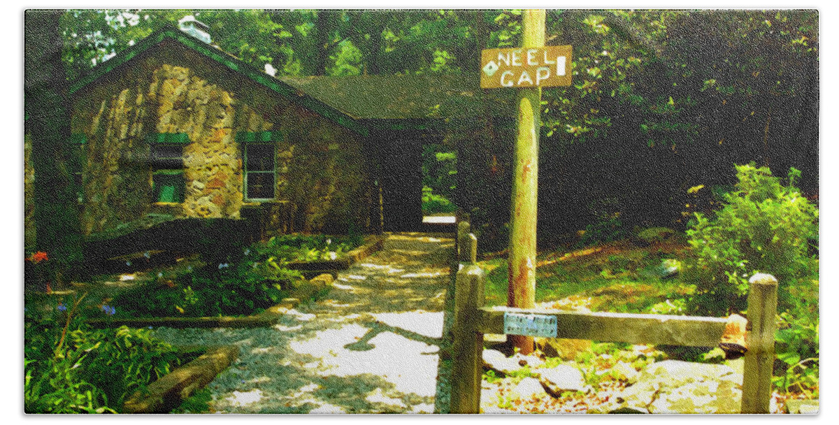 Neel Gap North Carolina Hand Towel featuring the painting Neel Gap Appalachian Trail by David Lee Thompson