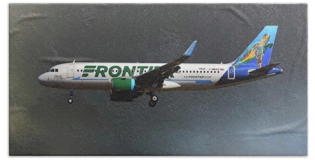 Neo Frontier Hand Towel featuring the photograph NEO Frontier Airbus A320 by Smart Aviation