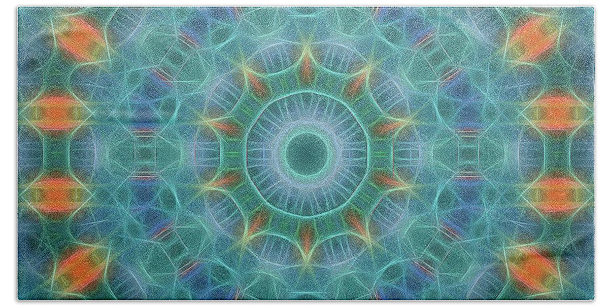 Tao Hand Towel featuring the painting Neon Mandala, Nbr 14 by Will Barger