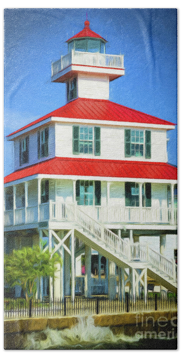 Digital Bath Towel featuring the photograph New Canal Lighthouse -painted by Kathleen K Parker
