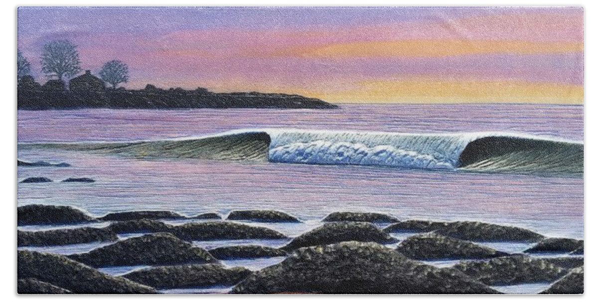 Seascape Hand Towel featuring the relief New Hampshire Coast by Nathan Ledyard
