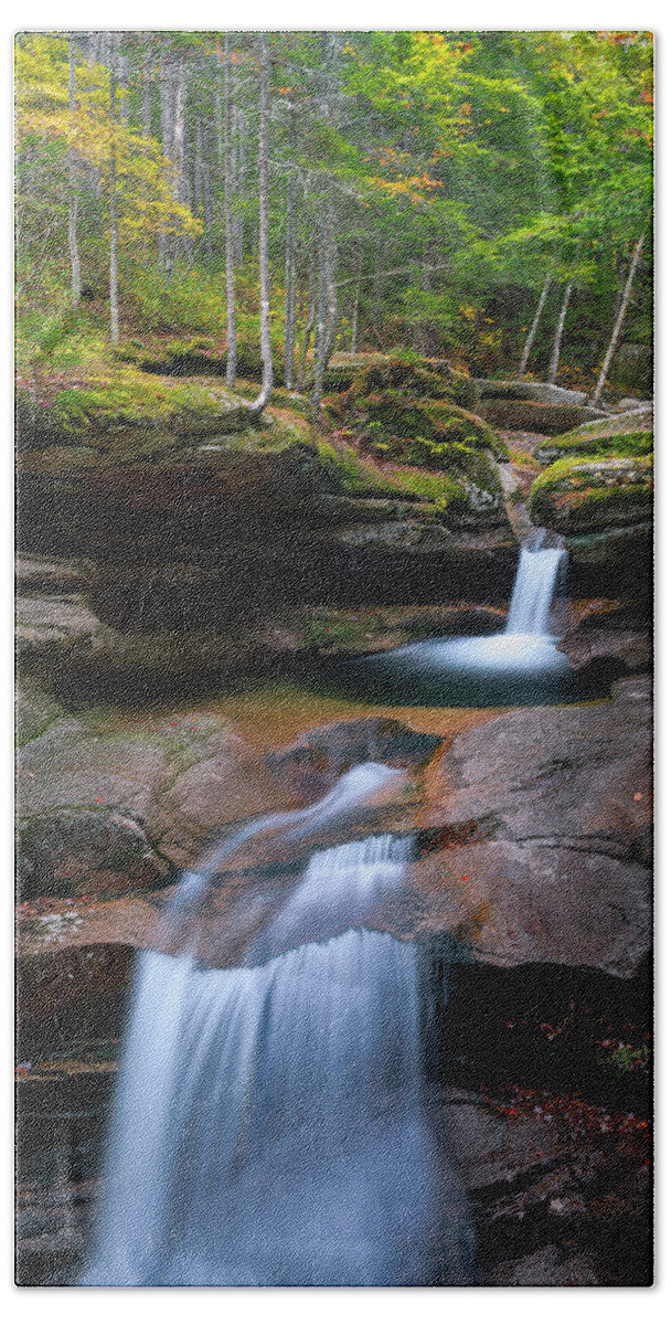 Swift River Hand Towel featuring the photograph New Hampshire Sabbaday Falls Panorama by Ranjay Mitra