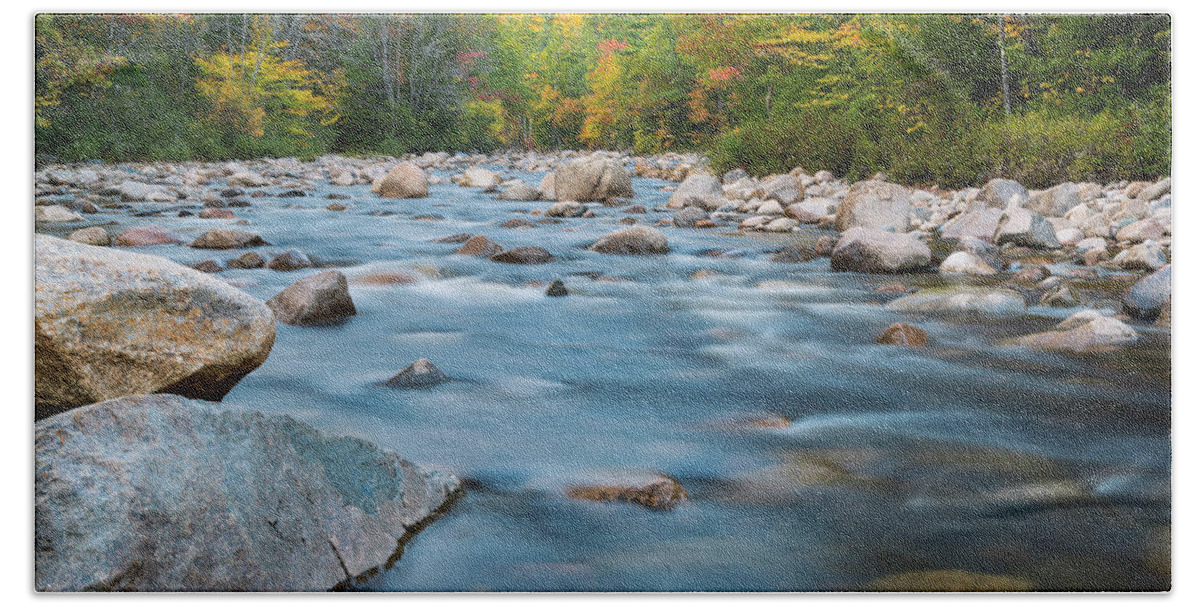 Fall Foliage Bath Towel featuring the photograph New Hampshire Swift River and Fall Foliage in Autumn by Ranjay Mitra