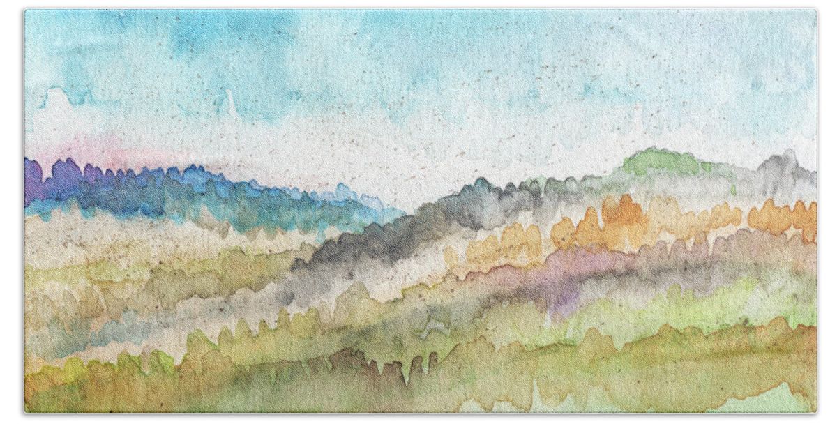 Watercolor Landscape Hand Towel featuring the painting New Morning- Watercolor art by Linda Woods by Linda Woods