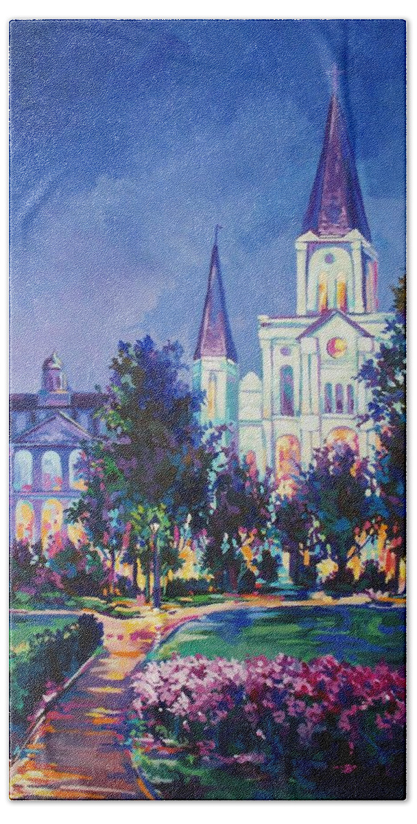 New Orleans Hand Towel featuring the painting Jackson Square New Orleans by Elaine Cummins