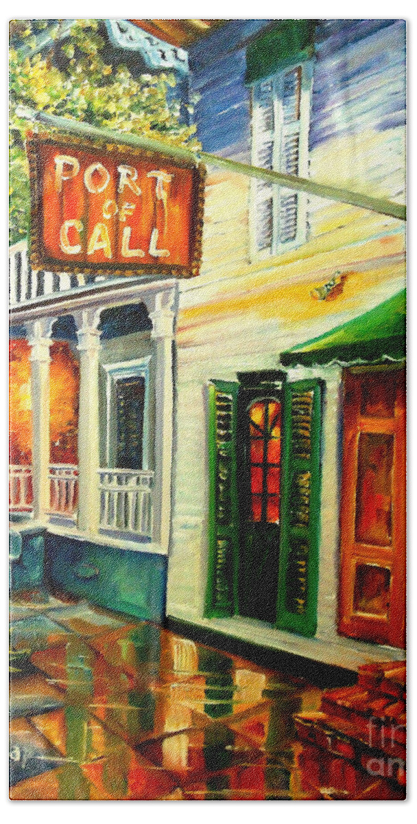 New Orleans Hand Towel featuring the painting New Orleans Port of Call by Diane Millsap