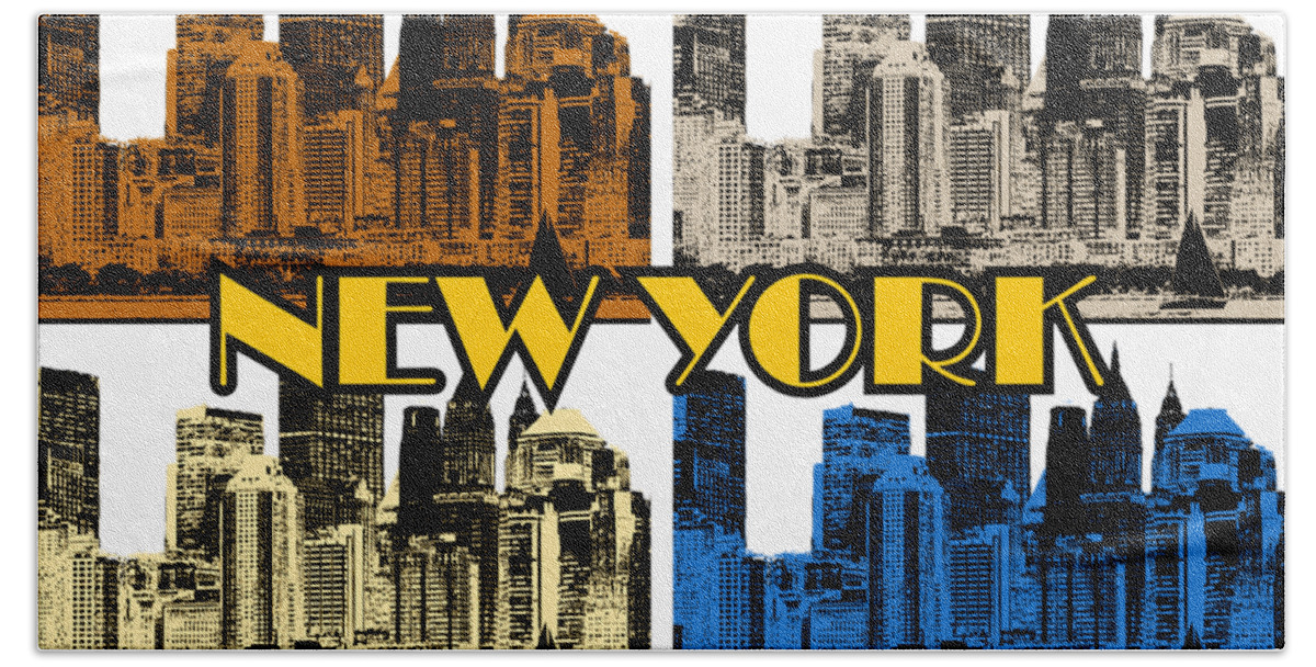 New-york Bath Towel featuring the digital art New York 4 color by Piotr Dulski