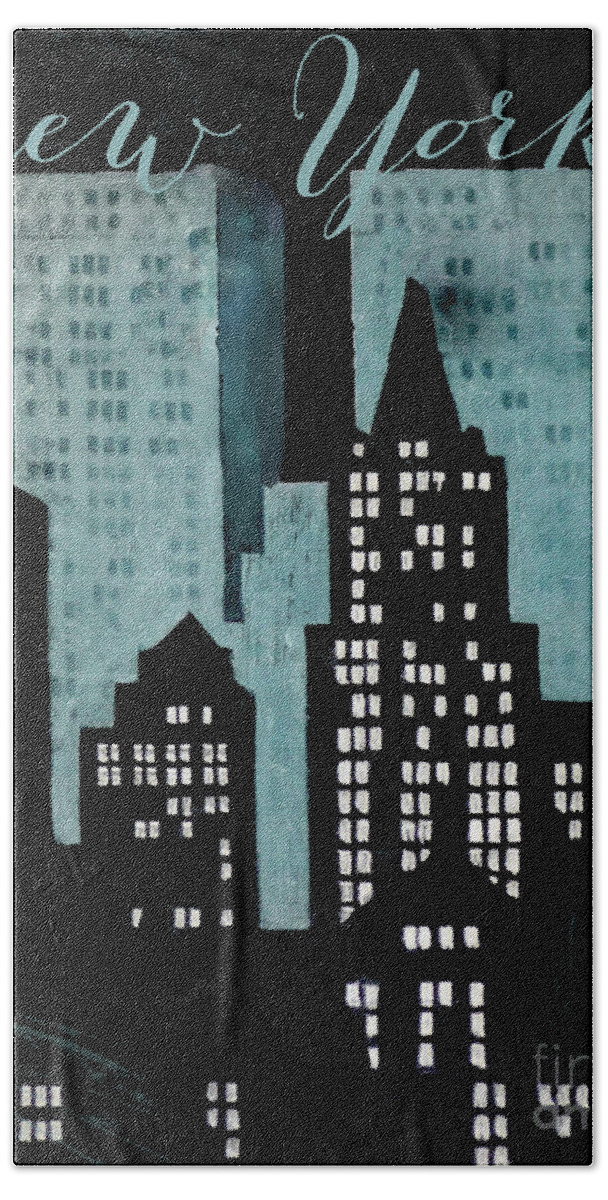 New York Hand Towel featuring the painting New York Art Deco by Mindy Sommers