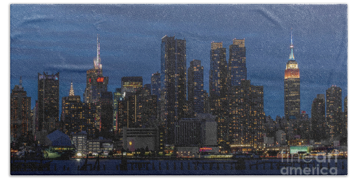 Nyc Skyline Hand Towel featuring the photograph New York City Skyline by Marco Crupi