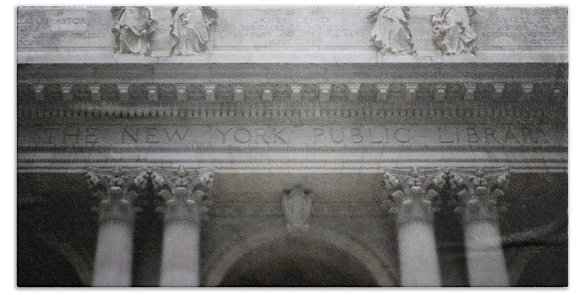 New York Bath Towel featuring the mixed media New York Public Library- Art by Linda Woods by Linda Woods