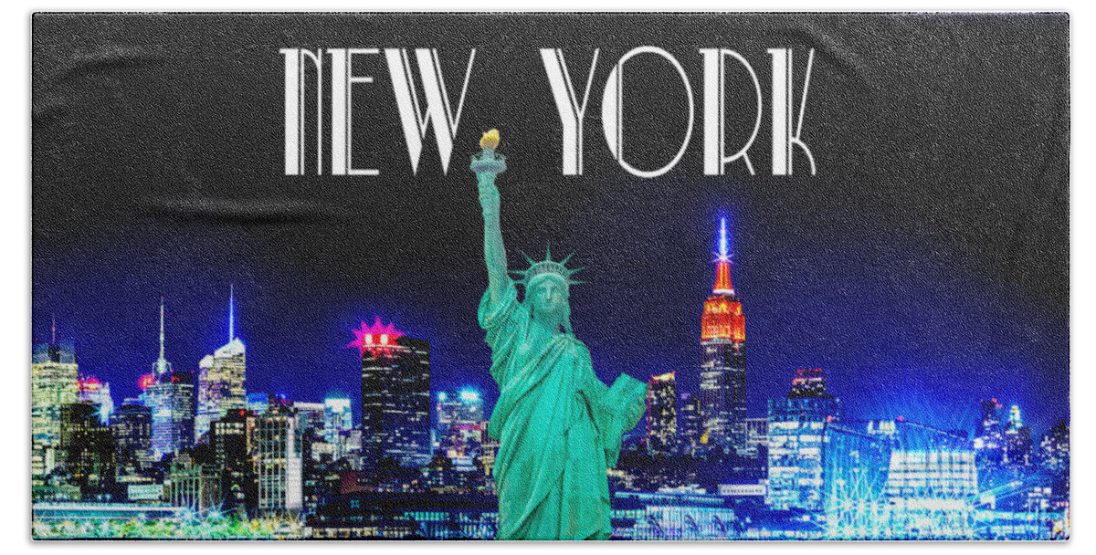 New York City Skyline Hand Towel featuring the photograph New York Shines by Az Jackson