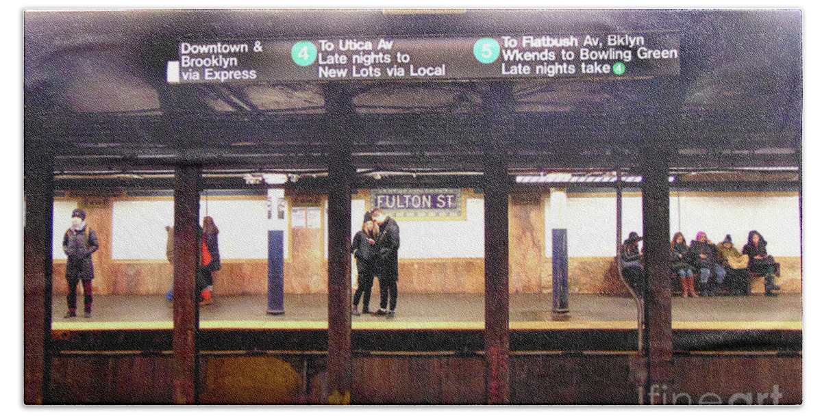  Bath Towel featuring the digital art New York Subway by Darcy Dietrich