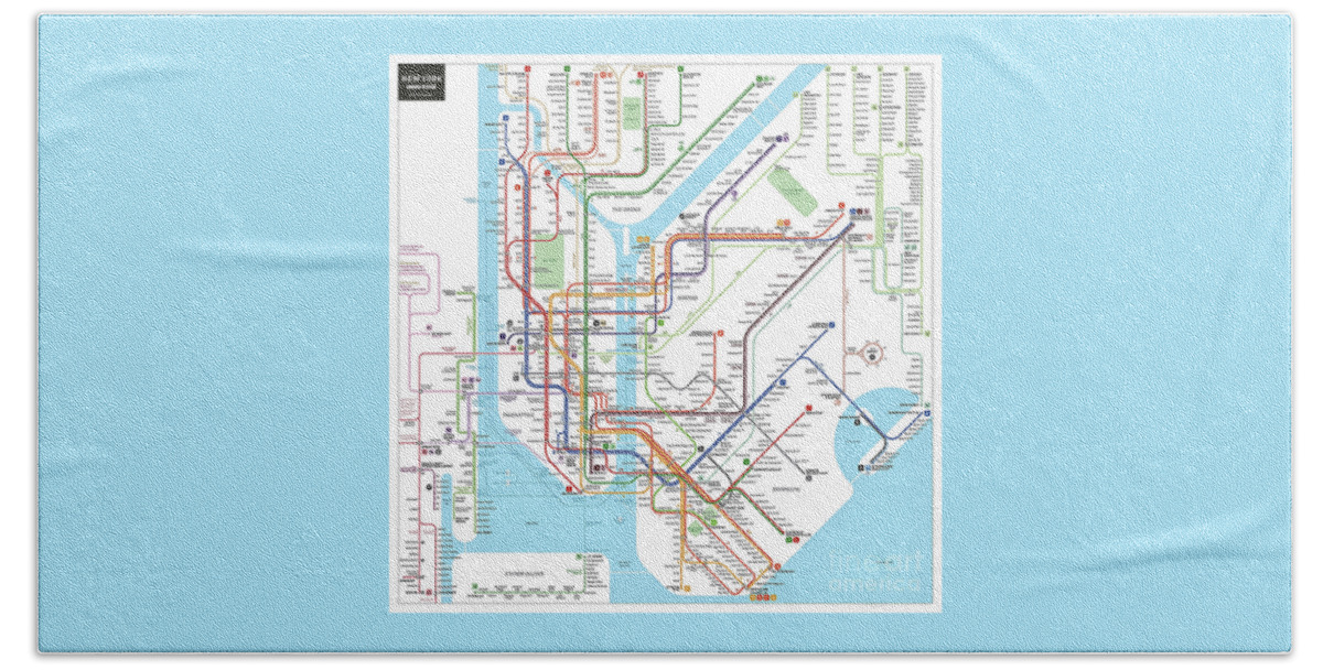 Subway Bath Towel featuring the photograph New York Subway Map by Doc Braham