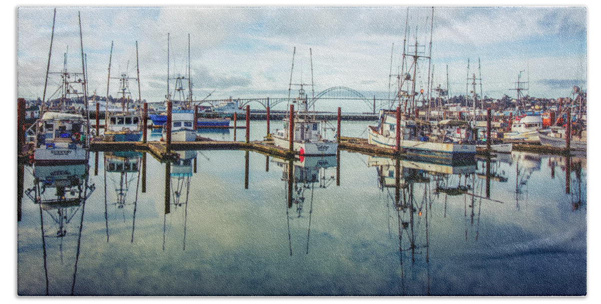 Newport Oregon Hand Towel featuring the photograph Newport Boats 2 by Catherine Avilez