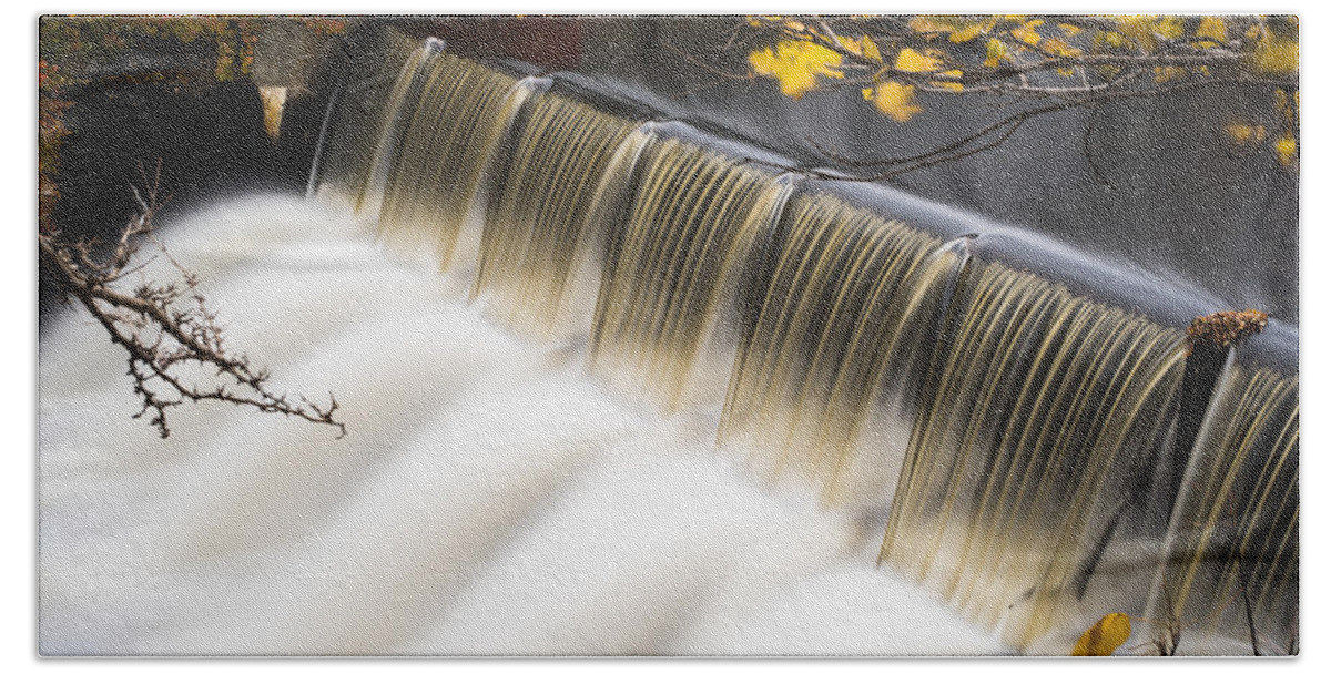 Newton Bath Towel featuring the photograph Newton Upper Falls Autumn Waterfall by Toby McGuire