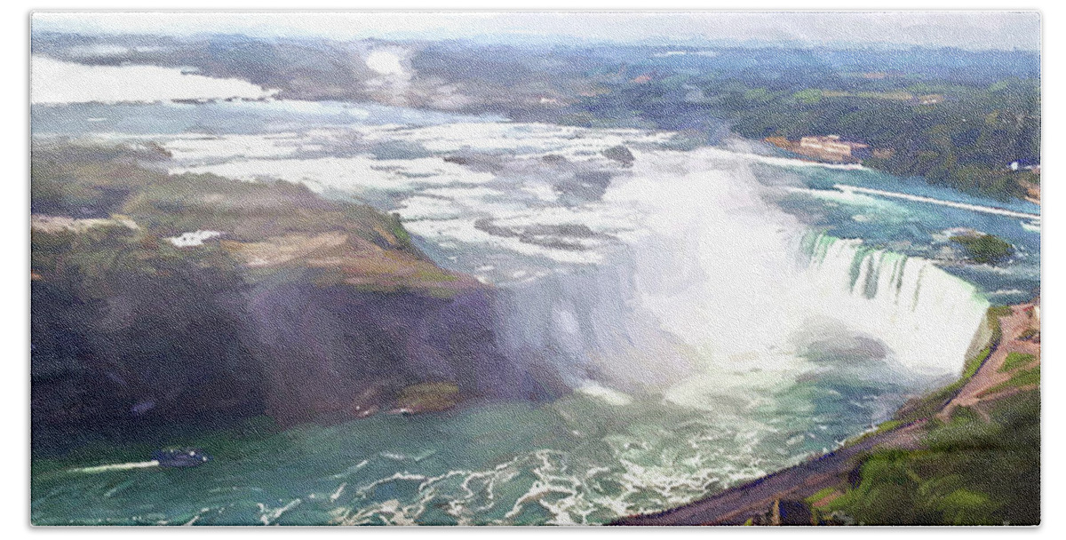 Niagara Horseshoe Falls Bath Towel featuring the photograph Niagara Horseshoe Falls by Luther Fine Art