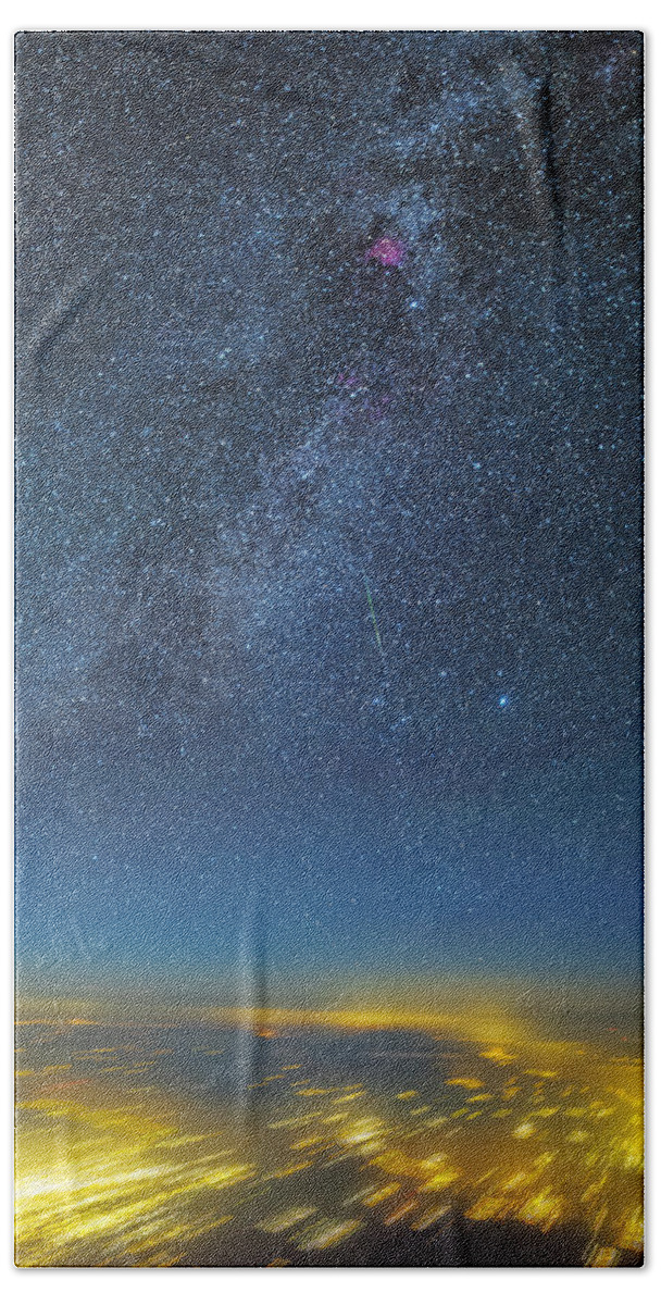 Astronomy Hand Towel featuring the photograph Night Flight by Ralf Rohner