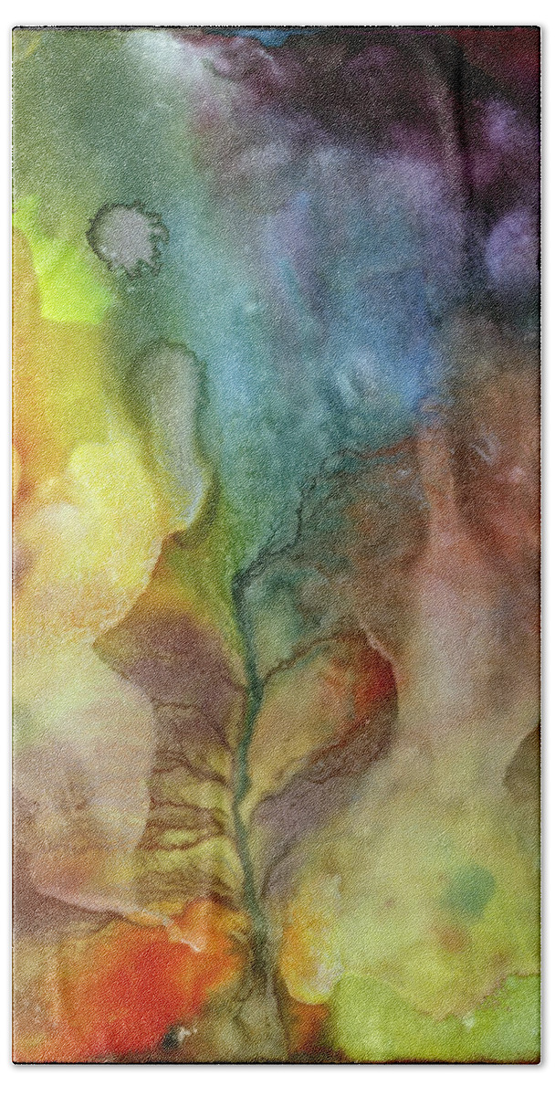 Abstract Hand Towel featuring the painting Night Forming Autumn 2 by Sperry Andrews
